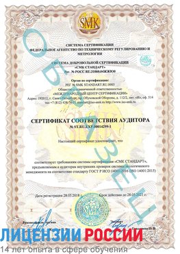 Образец сертификата соответствия аудитора №ST.RU.EXP.00014299-1 Ачинск Сертификат ISO 14001